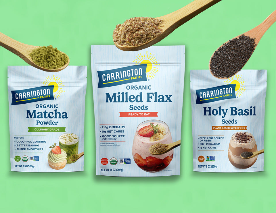 Carrington Farms Seeds and Smoothie ingredients