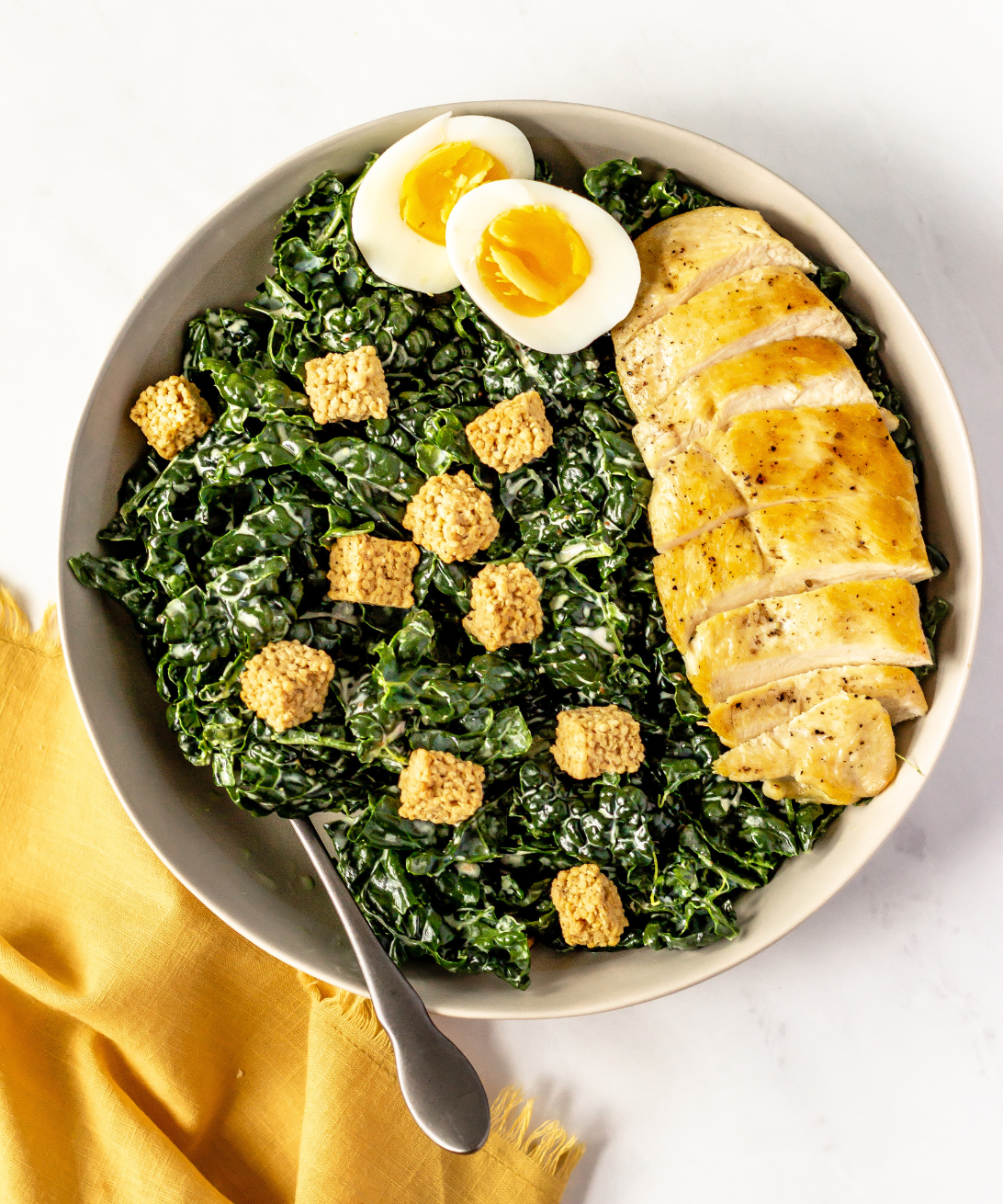 Kale Caesar Salad With Grilled Chicken