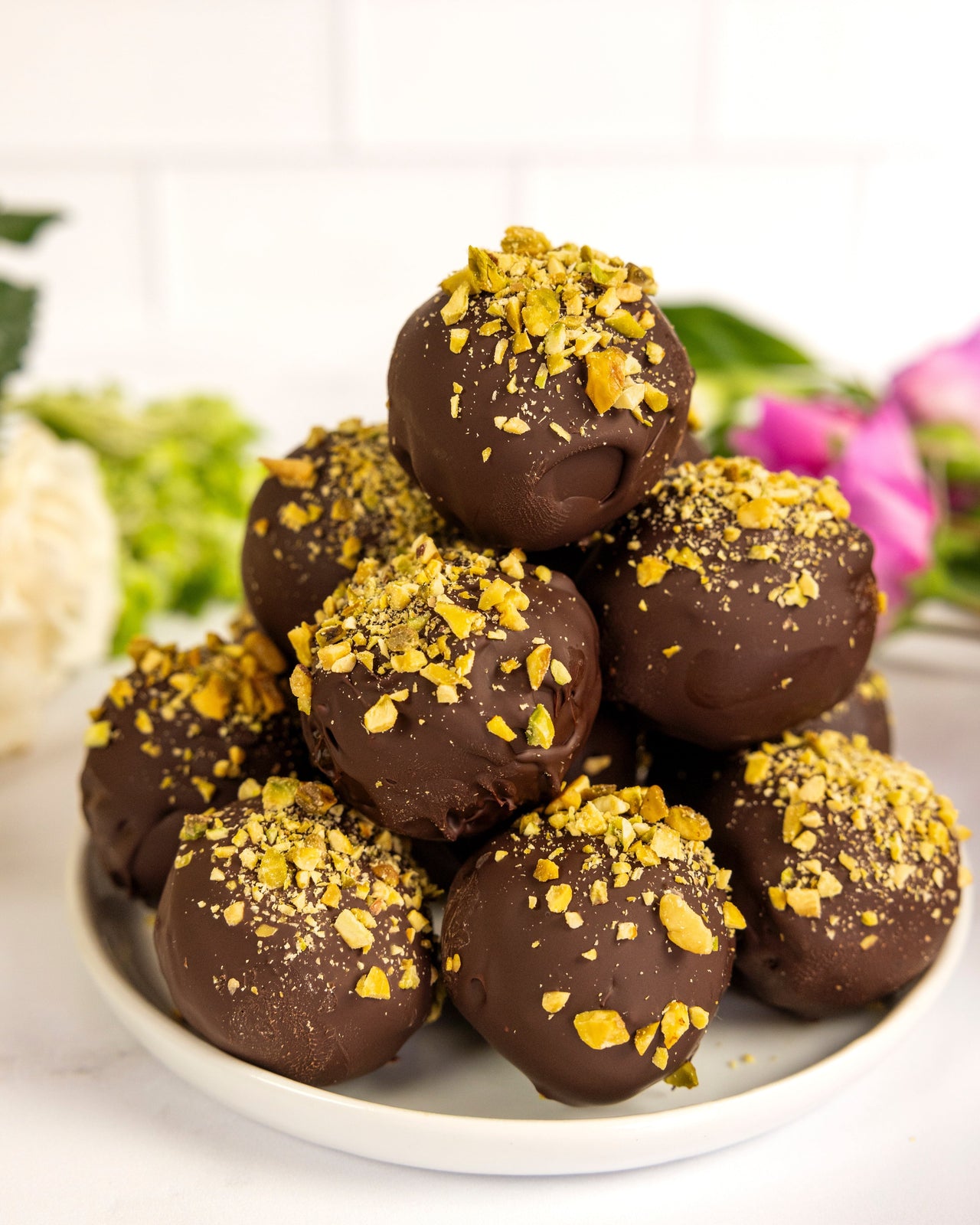 Roasted Pistachio Chocolate Truffles