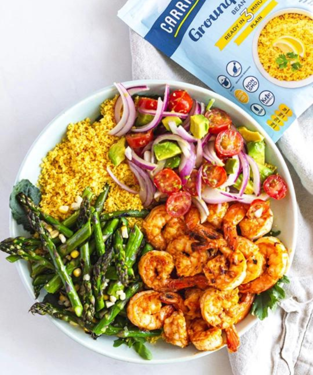 Grilled Shrimp, Lupin, and Asparagus Salad