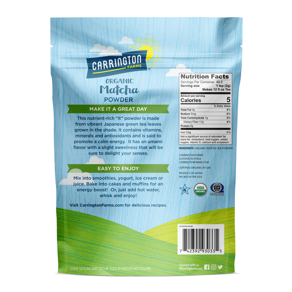 Organic Matcha Powder Carrington Farms