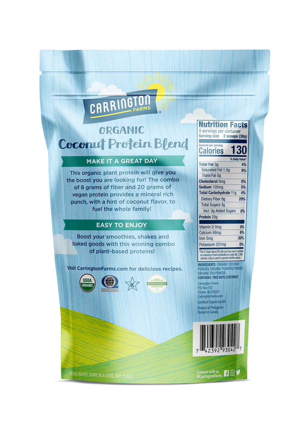 Organic Coconut Protein Blend Carrington Farms