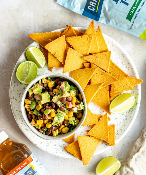 Lupin Tortilla Chips with Corn and Black Bean Salsa